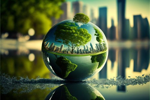 green and glass globe representing sustainability